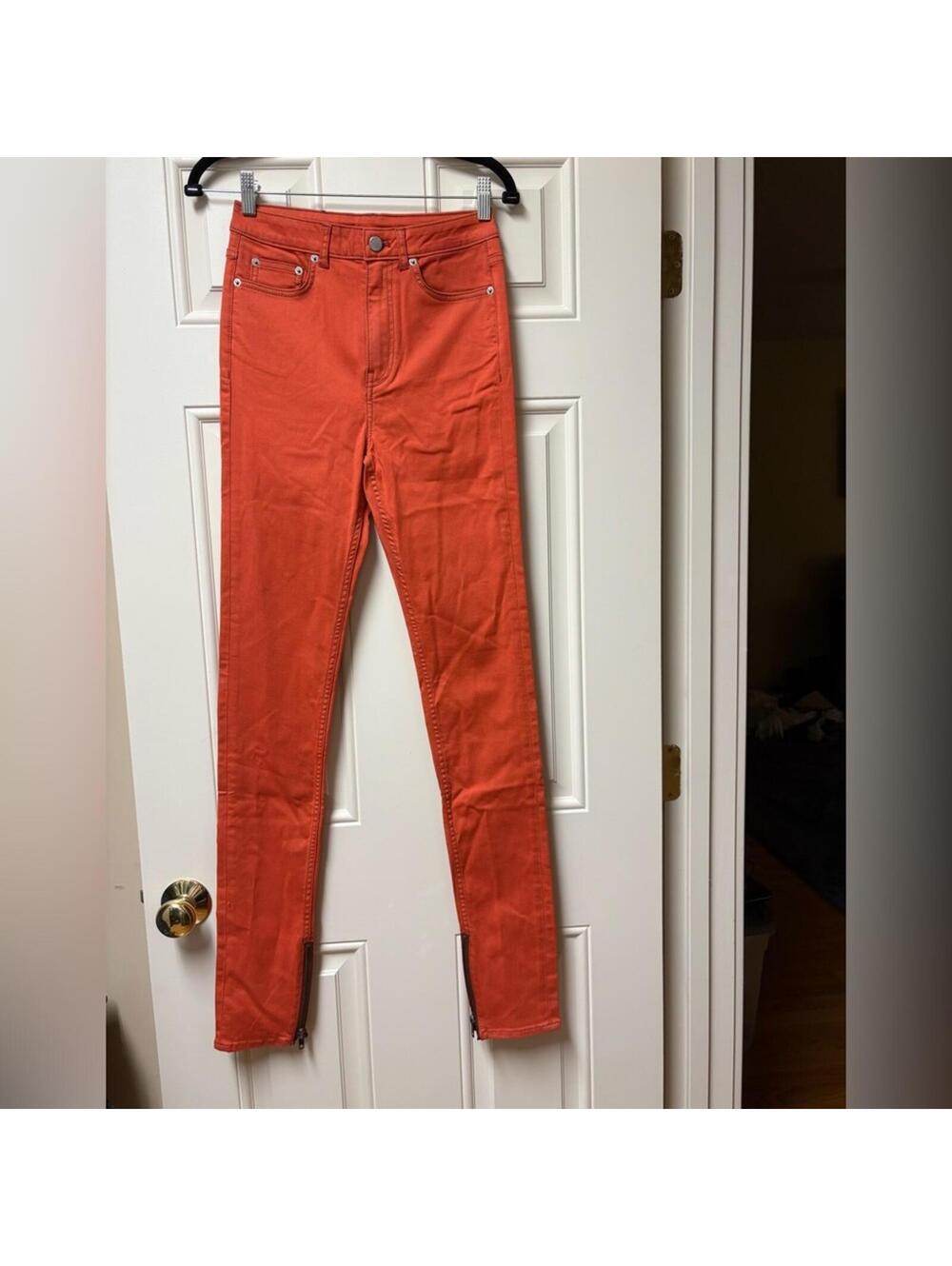 BLK DNM Women's/girls Designer jeans, bright Orange color. Size 26 long.